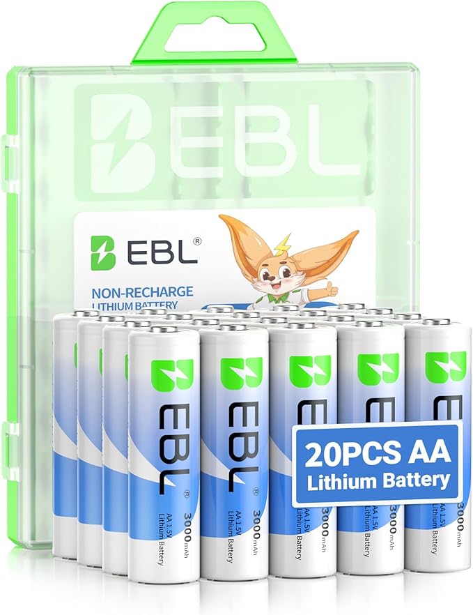 EBL Lithium AA Batteries 20 Pack, 3000mAh 1.5V Lithium Double A Batteries | by EBL