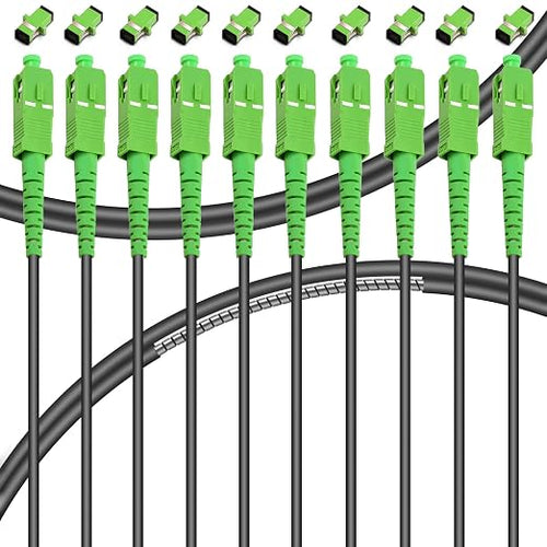 10-Pack - 1m SC/APC to SC/APC Fiber Optic Internet Cable, Armored Single Mode by Bangun