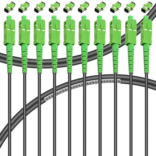10-Pack - 10m SC/APC to SC/APC Fiber Optic Internet Cable, Armored Single Mode by Bangun