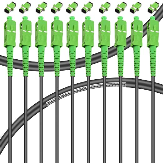 10-Pack - 15m SC/APC to SC/APC Fiber Optic Internet Cable, Armored Single Mode by Bangun