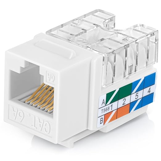 Everest 90° Angled RJ45 Cat6A Keystone Jacks 10-Pack in White by EverestMediaSolutions