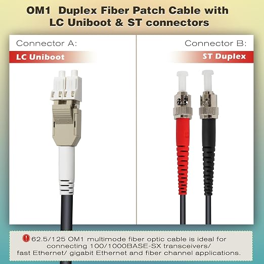 330ft / 100m Outdoor Armored OD-5mm OM1 LC to ST Fiber Cable, LC-ST Fiber Optic - Image 3