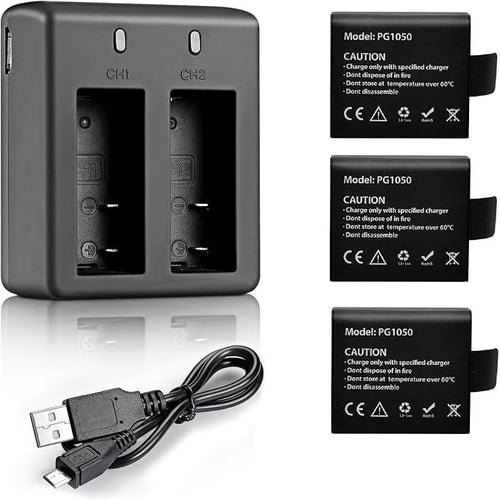 3 x 1050mAh Rechargeable Action Camera Battery by VVHOOY