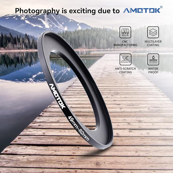 49mm Lens to 82mm Camera Lens Adapter, 49mm to 82mm Filter Step-Up Adapter Ring - Image 2