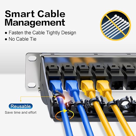 Patch Panel 12 Port with 12 Pcs Cat6 Keystone Jack【EC Listed】 UTP 10G Support - Image 4