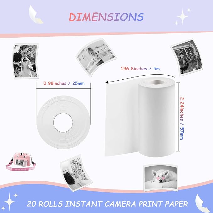 20 Rolls MIARALA Instant Print Kids Camera Paper Roll Refill, HD Print Paper - Image 5