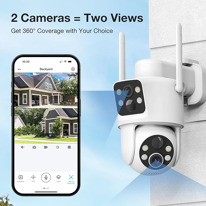 TKENPRO 2 Pack Dual Lens Solar Security Cameras Wireless Outdoor, 2K Full HD - Image 2