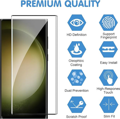 3 Pack Galaxy S23 Ultra Screen Protector, HD Clear Tempered Glass, Fingerprint - Image 2