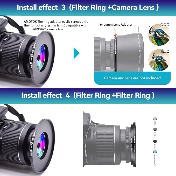86mm Lens to 95mm Camera Lens Adapter, 86mm to 95mm Filter Step up Ring Adapter - Image 7