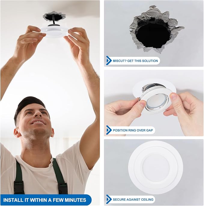 PATIKIL 2.8" ID 4.5" OD Plastic Trim Ring, Translucent Matte White - Image 4