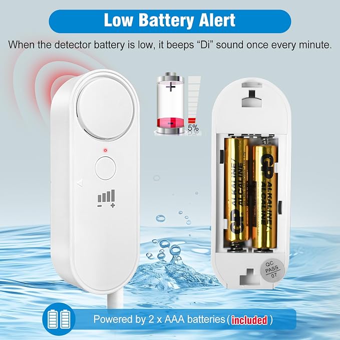 Daytech Water Sensor Alarm Leak Detector – 100dB Loud Alert, 6.5ft Detection - Image 7