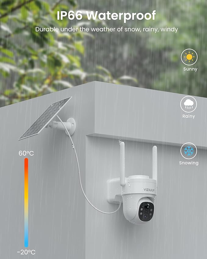 VIZIUUY Solar Security Cameras Wireless Outdoor, 3MP Pan Tilt 360°WiFi Camera - Image 3