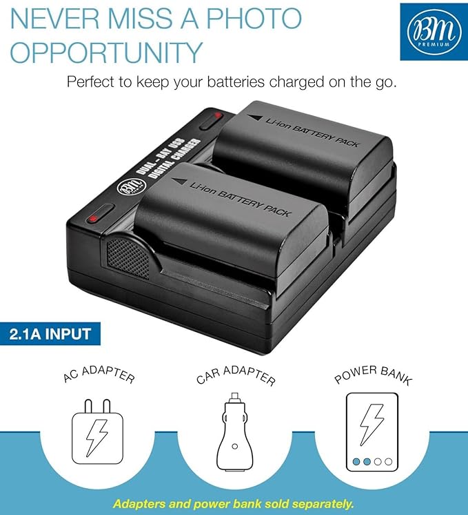 BM 2-Pack of LP-E6N Batteries and Dual Battery Charger - Image 3