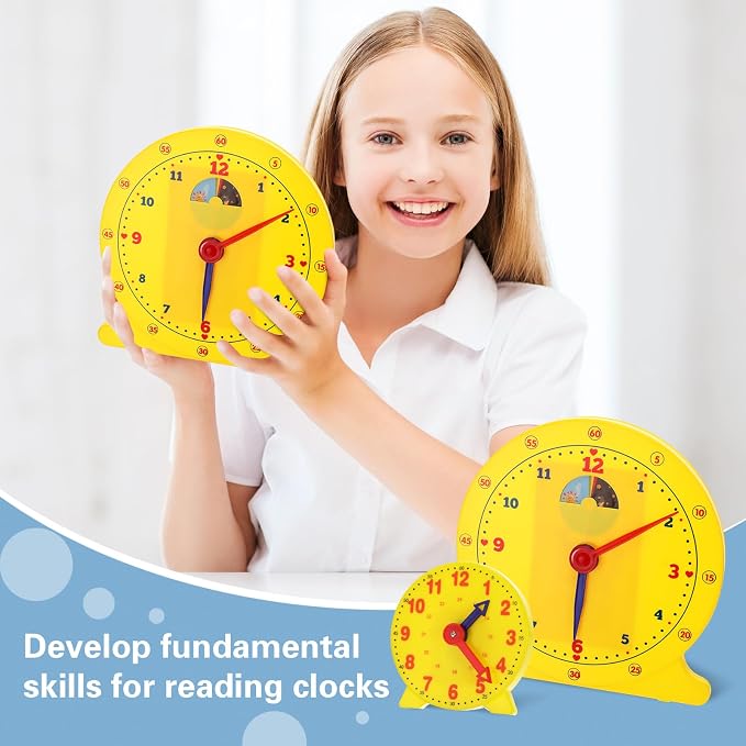 Lenwen 75 Pcs Classroom Clock Kit 24 Hours Learn to Tell Time Teaching Clock Toy - Image 5
