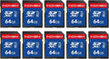 SD Card 64GB 10pack, High Speed up to 90M/S SDXC UHS-I Memory Cards, Full HD & by elecacc