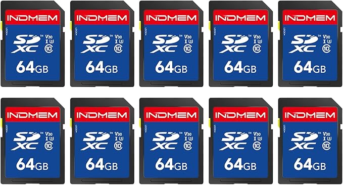 SD Card 64GB 10pack, High Speed up to 90M/S SDXC UHS-I Memory Cards, Full HD & by elecacc
