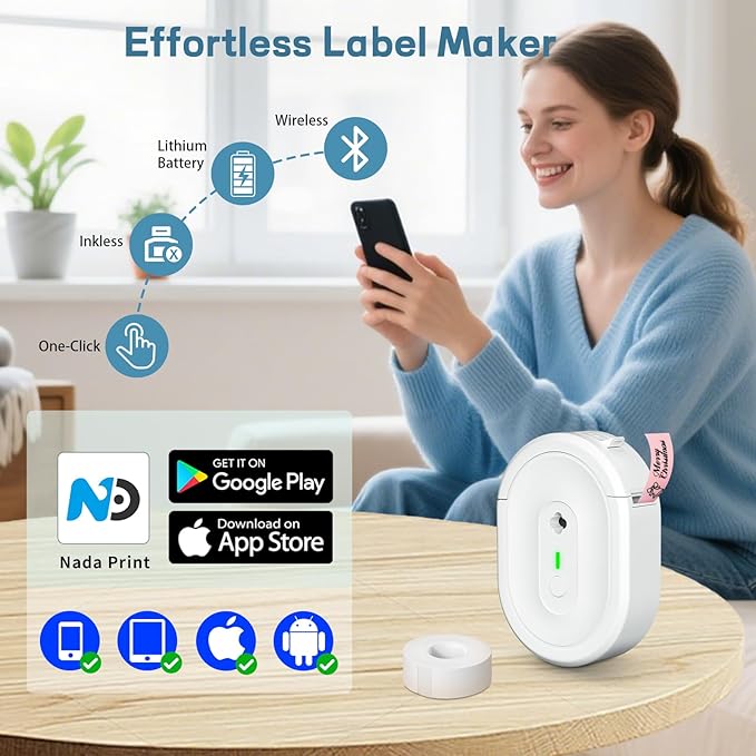 Label Maker Machine with Tape, N12 Bluetooth Label Printer, Portable Mini Label - Image 4