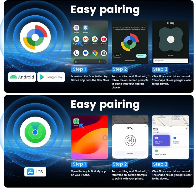 Tracker Tags - 2 Pack for Android & iOS Find My Apps, Item Finder for Keys - Image 3