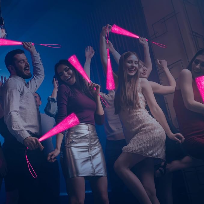 12 Pack Pink Glow Sticks Light Up Fiber Optic Stick Glow Wands Bulk - Image 4