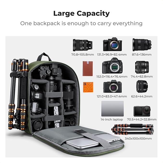 K&F CONCEPT Camera Bag Backpack, Professional DSLR/SLR/Mirrorless Camera - Image 3