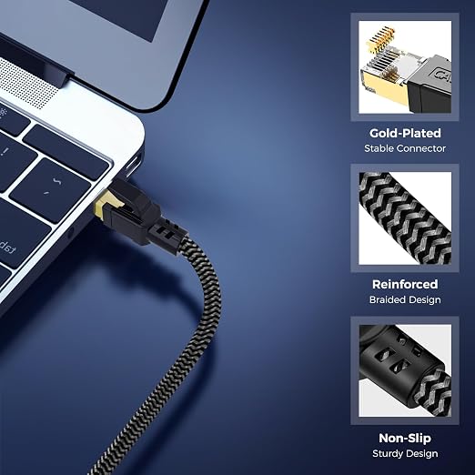 Cat 8 Ethernet Cable 40FT, High-Speed Braided Internet Cable Network Cord - Image 4