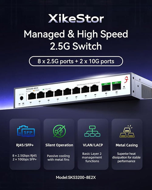 10-Port 2.5G Web Managed Ethernet Switch, Support LACP/VLAN/QoS/STP/IGMP - Image 2