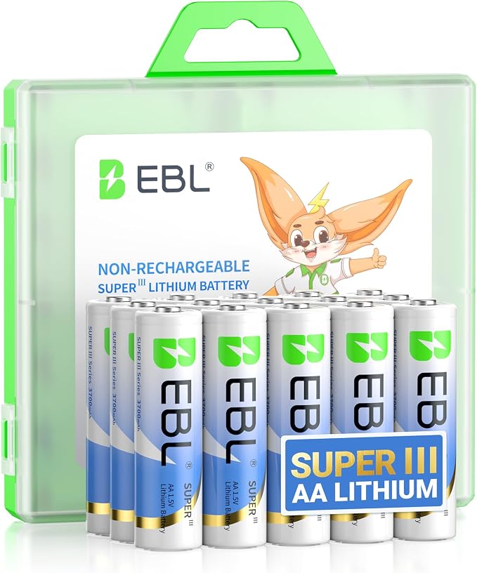 EBL Lithium AA Batteries 12 Pack, Longest Lasting 3700mAh 1.5V Non-Rechargeable by EBL