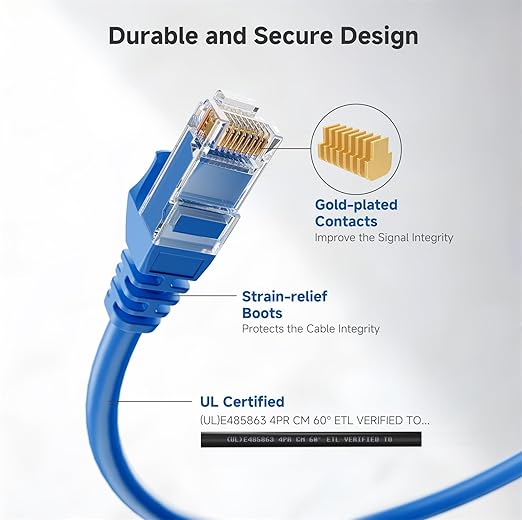 Cable Matters 10Gbps 5-Pack Snagless Cat 6 Ethernet Cable - 14ft - Image 4