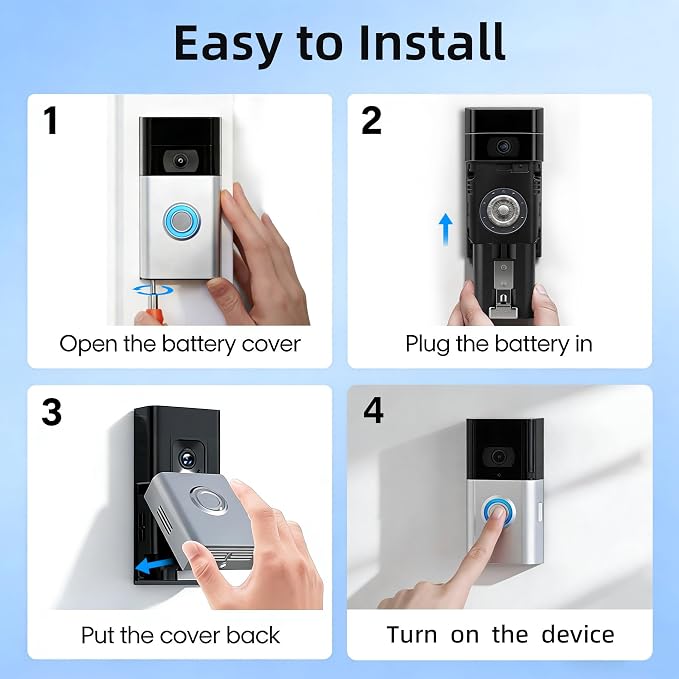 Doorbell Battery Chager Kit 2 Packs 6040mAh Ring Doorbell Replacement Battery - Image 6