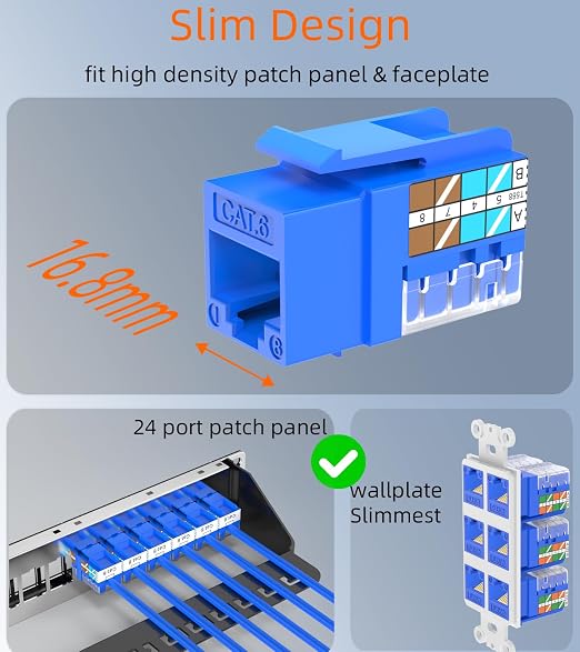 Rapink RJ45 Keystone Jack Cat6 10G Support, Cat6 Keystone Jacks UTP 10 Pack - Image 2