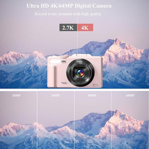 4K Digital Camera for Photography, 64MP Vlogging Camera for YouTube, WiFi Vlog - Image 2
