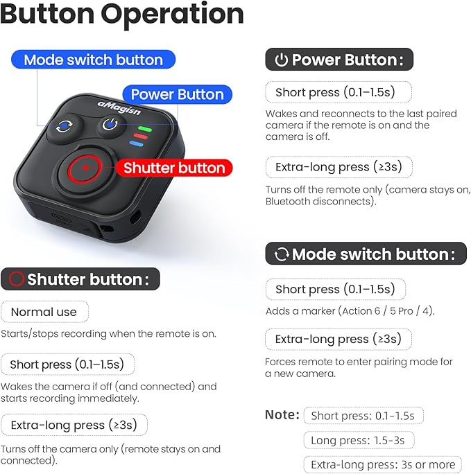 YDW Bluetooth Remote Control for DJI Osmo Action 6/Osmo Action 5 Pro/Action - Image 7