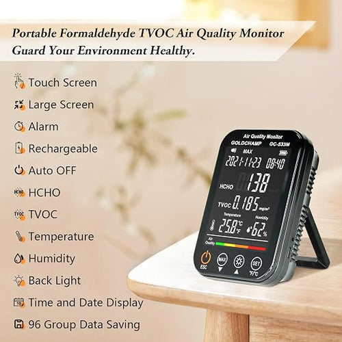 4in1 Air Quality Monitor Indoor Formaldehyde Detector Test HCHO/TVOC/Temp - Image 2