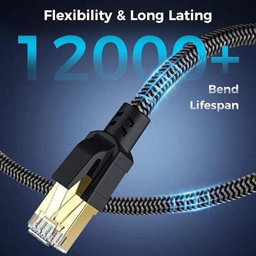 Cat 8 Ethernet Cable 10FT, High-Speed Braided Internet Cable Network Cord - Image 6