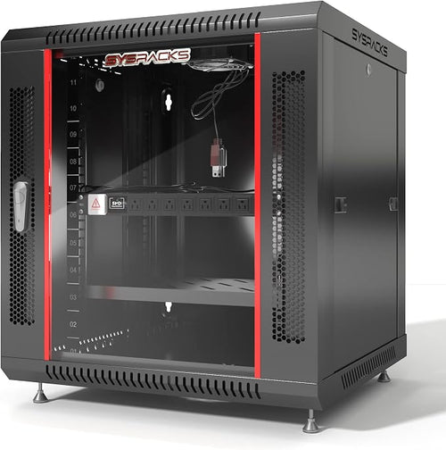 12U Wall Mount Server Rack Cabinet 24” Deep, 19” Network & AV Enclosure by SYSRACKS