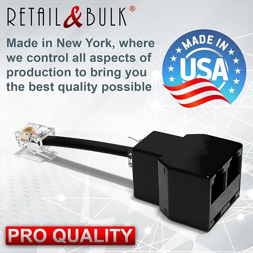 Phone Jack Splitter for Landline Telephone RJ11 6P4C 2 Way in-Line Adapter + - Image 7