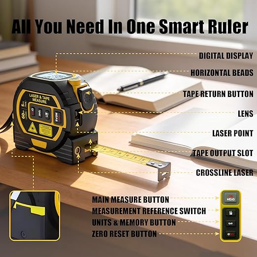3-in-1 Laser Tape Measure, Digital Tape Measure - Image 2