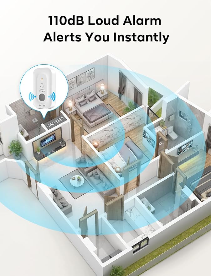 MAXCIO Water Leak Detectors 5 Pack, 110dB Adjustable Smart Water Sensor - Image 2