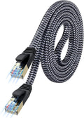 Short Cat 7 Ethernet Cable 1.5ft – 10Gbps High-Speed, Premium Braided Flat by MORELECS