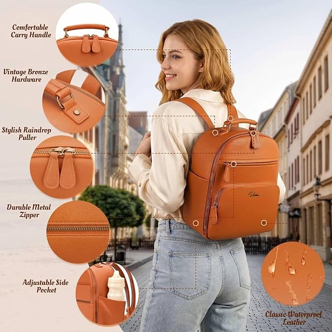 Small Camera Backpack, Classic PU Leather - Image 5