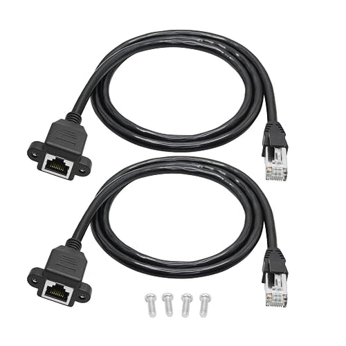 2Pcs Cat6 Ethernet Extension Cable 2FT, RJ45 Male to Female Ethernet Panel Mount by Maixbomr