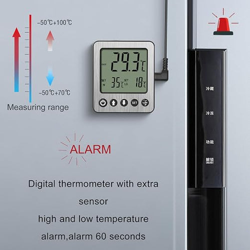 2 pcs Refrigerator Thermometer Freezer Alarm Digital Freezer Thermometer Fridge - Image 2