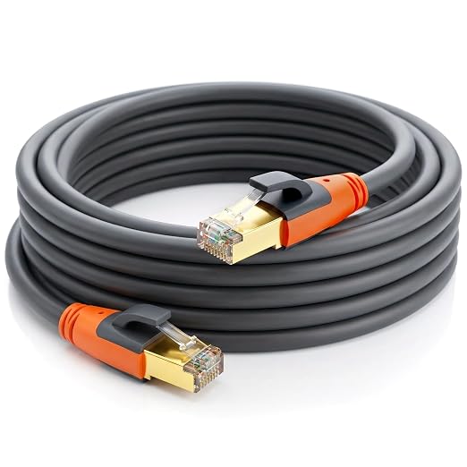 Cat 8 Ethernet Cable 100ft, High Speed LAN Cables 40Gbps 2000MHz Shielded by Plusivo