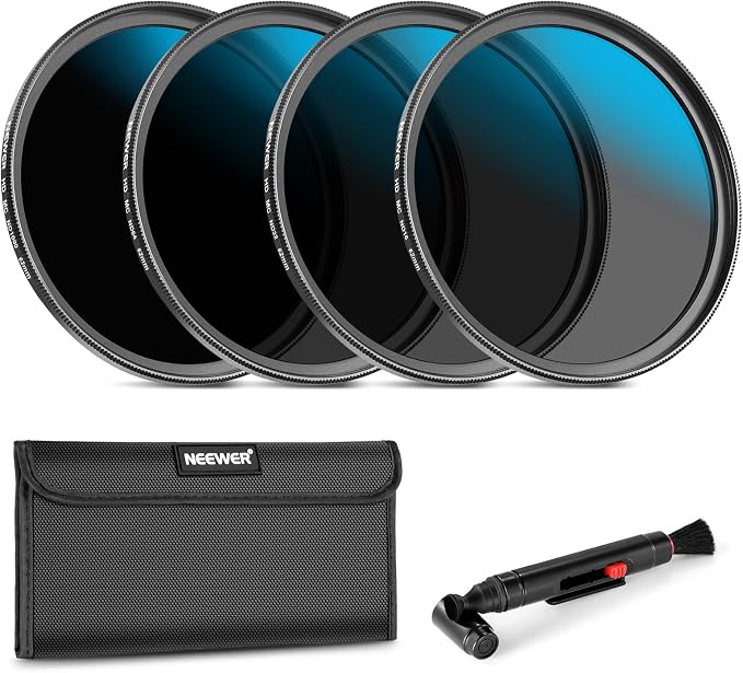 Neewer 62mm ND Lens Filter Set, ND16/ND32/ND64/ND1000, Lens Cleaning Pen by Neewer