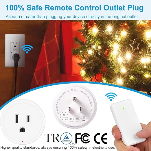 Remote Switch Outlet, Wireless On/Off Light Switches Wall Mounted, TUV List - Image 2