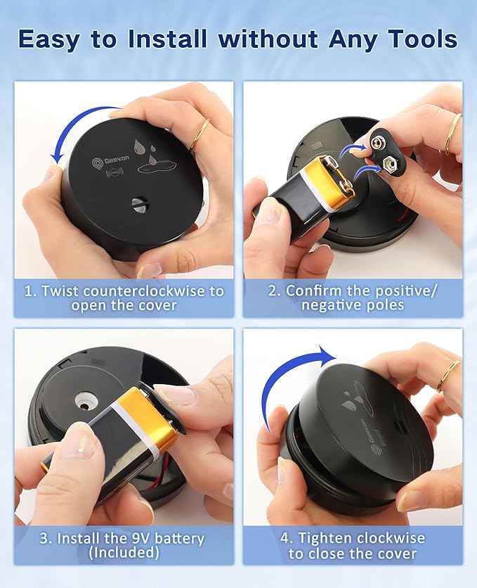 Geevon 3 Pack Water Leak Detectors, 100dB Water Sensor Alarms Flood Detector - Image 5