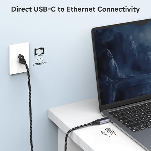 Cable Matters Plug & Play Braided USB C to Ethernet Cable - 3ft - Image 2