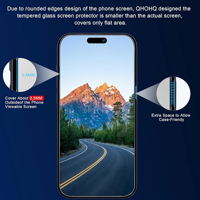 QHOHQ 3 Pack Screen Protector for iPhone 15 Pro Max - Image 3