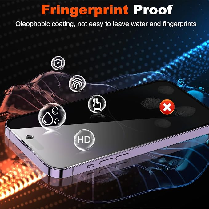 YMHML 2 Pack for iPhone 14 Pro Privacy Screen Protector Tempered Glass - Image 6