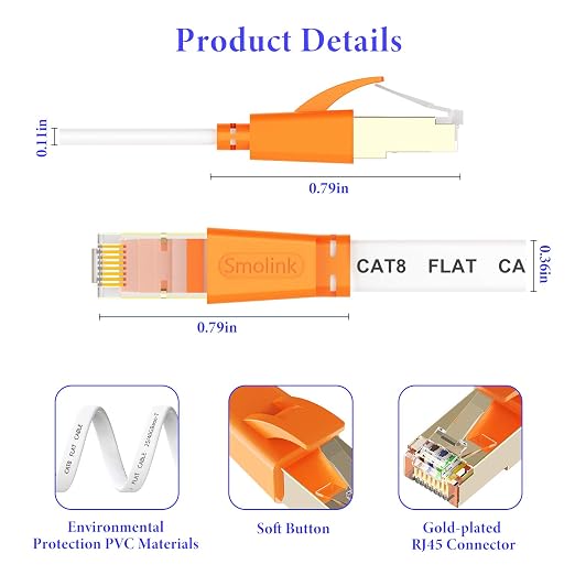 Smolink Ethernet Cable 25 FT, Cat 8 Ethernet Cable 2000Mhz 40Gbps, Internet - Image 7
